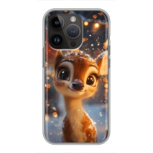 Яркий чехол для iPhone 14 Pro Max с Зимними Оленятами – Оленёнок среди гирлянд