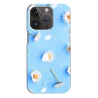 Чохол з Квітами для iPhone 14 Pro Max (ромашки на блакитному)