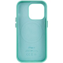Кожаный чехол Leather Case (AA Plus) with MagSafe для Apple iPhone 14 Pro (6.1") – Небесно голубой