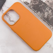 Кожаный чехол Leather Case (AAA) with MagSafe and Animation для Apple iPhone 14 Pro (6.1") – Горчичный