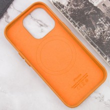 Кожаный чехол Leather Case (AAA) with MagSafe and Animation для Apple iPhone 14 Pro (6.1") – Горчичный