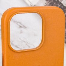 Кожаный чехол Leather Case (AAA) with MagSafe and Animation для Apple iPhone 14 Pro (6.1") – Горчичный