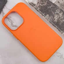 Кожаный чехол Leather Case (AAA) with MagSafe and Animation для Apple iPhone 14 Pro (6.1") – Оранжевый