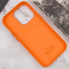 Кожаный чехол Leather Case (AAA) with MagSafe and Animation для Apple iPhone 14 Pro (6.1") – Оранжевый