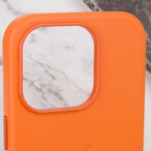 Кожаный чехол Leather Case (AAA) with MagSafe and Animation для Apple iPhone 14 Pro (6.1") – Оранжевый