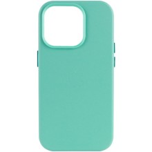 Кожаный чехол Leather Case (AA Plus) with MagSafe для Apple iPhone 14 Pro (6.1") (Небесно голубой)
