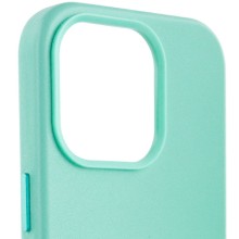 Шкіряний чохол Leather Case (AA Plus) with MagSafe для Apple iPhone 14 Pro (6.1") – Небесно блакитний