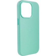 Шкіряний чохол Leather Case (AA Plus) with MagSafe для Apple iPhone 14 Pro (6.1") – Небесно блакитний
