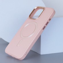 Шкіряний чохол Bonbon Leather Metal Style with MagSafe для Apple iPhone 14 Pro (6.1") – Рожевий