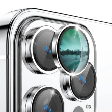 Защитное стекло Metal Classic на камеру (в упак.) для Apple iPhone 14 Pro (6.1") / 14 Pro Max (6.7") – Серебряный