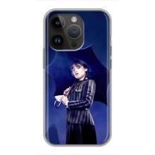 Чохол з картинкою Венсдей на iPhone 14 Pro (Венсдей з парасолькою)