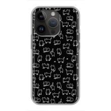 Чохол на тематику: Коти для iPhone 14 Pro (Котики на чорному)