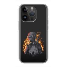 Чохол з картинкою "Герой Pubg" на iPhone 14 Pro (В полум'ї)