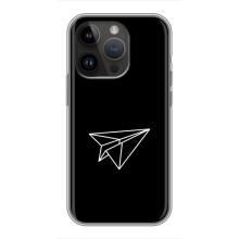 Чохол з картинками на чорному фоні для iPhone 14 Pro (Літак)