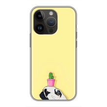 Бампер для iPhone 14 Pro с картинкой "Песики" (Кактус на голове)