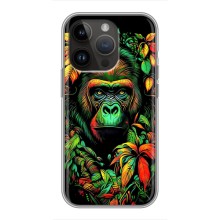 Чохол з Мавпами iPhone 14 Pro - (AlphaPrint) (Мавпа в квітах)