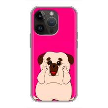 Чехол (ТПУ) Милые собачки для iPhone 14 Pro (Веселый Мопсик)