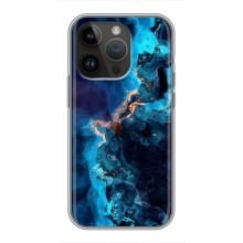 Чохли з тематикою "Мрамор" на Айфон 14 Про (Синиій мрамор)