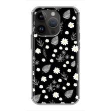 Чехлы с тематикой "ЦВЕТЫ" на iPhone 14 Pro (цветение на чорном)