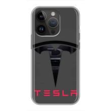 Силіконовий бампер з картинкою машини на iPhone 14 Pro (Logo TESLA)