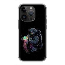 Силіконовый Чохол з принтом "Космонавти" на iPhone 14 Pro (В руках земля)