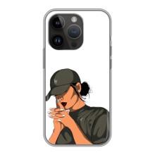 Силіконовый Чохол на iPhone 14 Pro з картинкой Модных девушек (У зеленому)