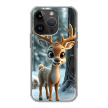 Яскравий чохол для iPhone 14 Pro з Зимові Оленята – Оленятко в лісі