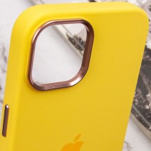 Чехол Silicone Case Metal Buttons (AA) для Apple iPhone 14 (6.1") – Желтый