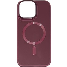 Кожаный чехол Bonbon Leather Metal Style with MagSafe для Apple iPhone 14 (6.1") – Бордовый