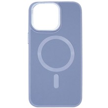 Кожаный чехол Bonbon Leather Metal Style with MagSafe для Apple iPhone 14 (6.1") – Голубой