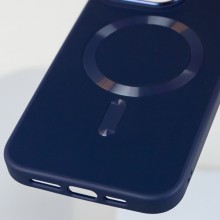 Кожаный чехол Bonbon Leather Metal Style with MagSafe для Apple iPhone 14 (6.1") – Синий