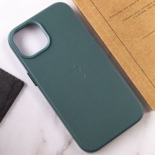 Шкіряний чохол Leather Case (AA Plus) with MagSafe для Apple iPhone 14 (6.1") – Сосновий зелений