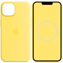 Чохол Silicone case (AAA) full with Magsafe and Animation для Apple iPhone 14 (6.1") (Жовтий)