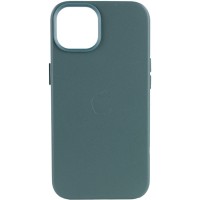 Кожаный чехол Leather Case (AA Plus) with MagSafe для Apple iPhone 14 (6.1") (Сосновый зеленый)