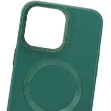 Кожаный чехол Bonbon Leather Metal Style with MagSafe для Apple iPhone 14 (6.1") – Зеленый