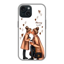 Чехол с печатью для iPhone 14 - (Мама с ребенком) (AlphaPrint) (Дочка и мама)