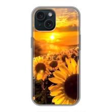 Чехол с Цветами для iPhone 14 (поле подсолнухов)