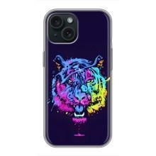 Силиконовый бампер с картинкой животных для iPhone 14 (Тигр-Арт)