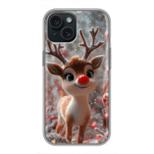 Яркий чехол для iPhone 14 с Зимними Оленятами