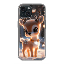 Яркий чехол для iPhone 14 с Зимними Оленятами – Оленёнок