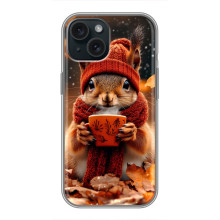 Печатный чехол «Зверята с кофе» для iPhone 14 – Белка с кофе