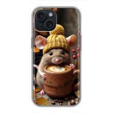 Печатный чехол «Зверята с кофе» для iPhone 14 – Медведь с кофе