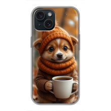 Печатный чехол «Зверята с кофе» для iPhone 14 – Песик с кофе
