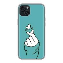 Чехлы (Знак сердечка) на iPhone 14 Plus – Сердечко на бирюзовом