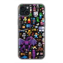 Чехол майнкрафт для iPhone 14 Plus – Все персонажи