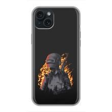 Силиконовый чехол с картинкой "Герой Pubg" на iPhone 14 Plus – В огне