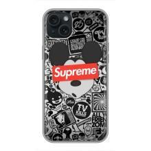 Чохол з Брендами одягу на Айфон 14 Плюс – Supreme Маус