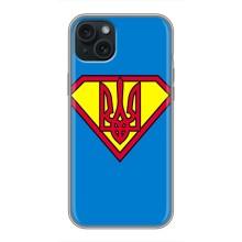 Чохол з картинкою (Патріотичний ГЕРБ) на iPhone 14 Plus – Герб - супер герой