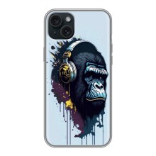 Чехол с Обезьянами iPhone 14 Plus - (AlphaPrint) (Горилла в наушниках)