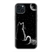 Чехол с принтом для iPhone 14 Plus (AlphaPrint) Модные коты – Котик и луна